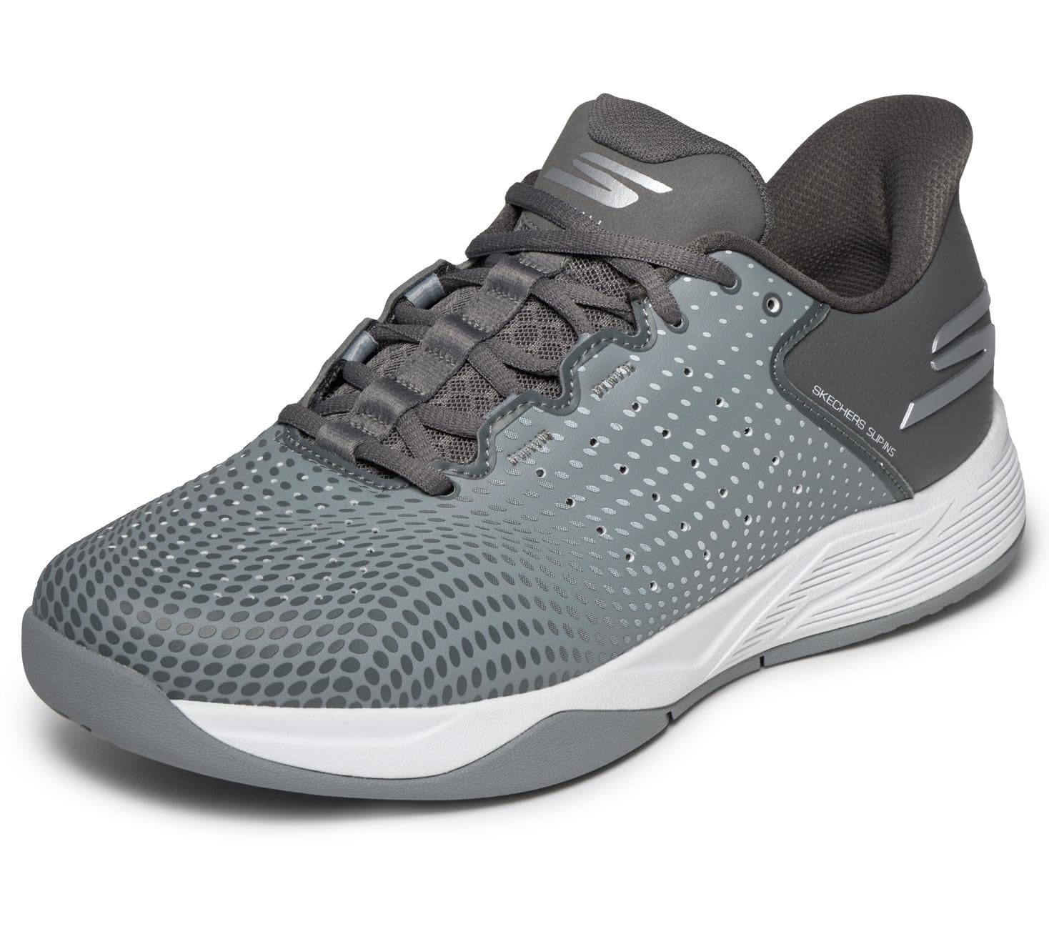 Skechers Men's Skechers Viper Court Reload Pickleball-Shoes, Grey Synthetic/Charcoal/Textile/Trim, 6.5 UK