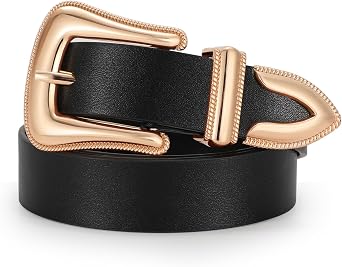 TRIWORKS Women Leather Belt Fashion Leather Waist Belt for Pants Jean Ladies Western Leather Belt