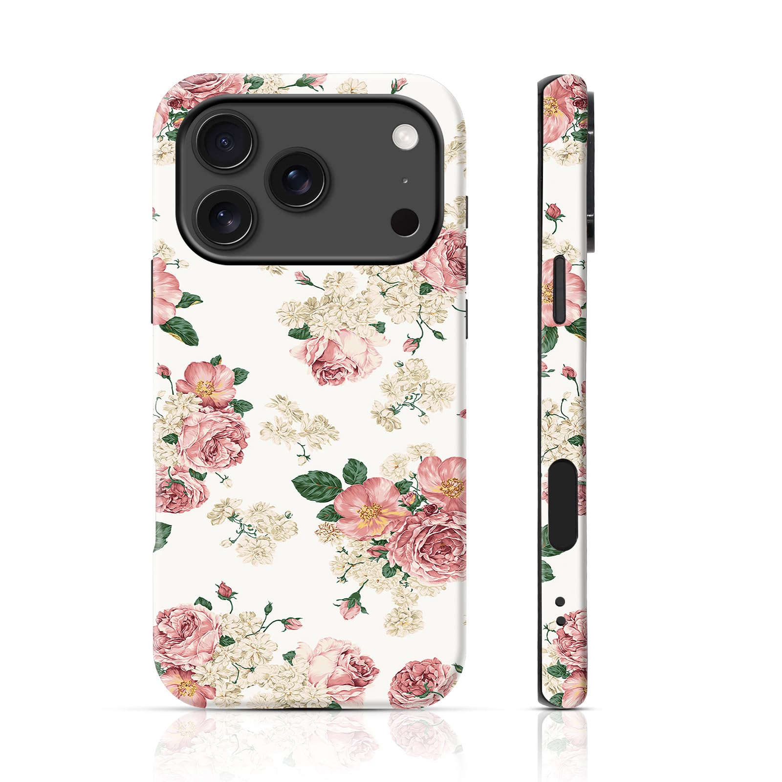 Amazon.com: for iPhone 17 Pro Max Case Pink Roses & White Flowers