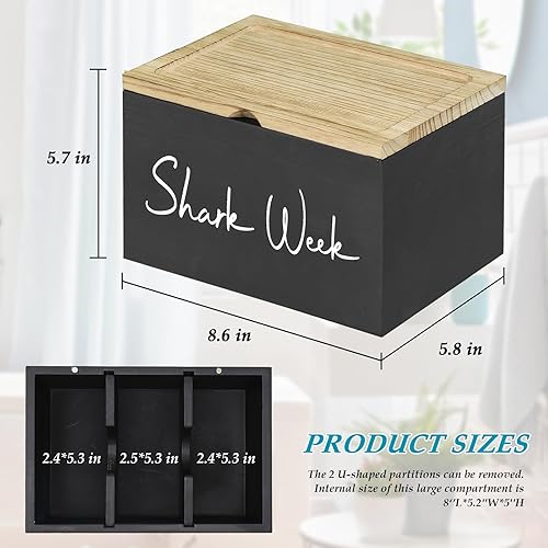 Miniatura 7 de Soporte de tampón para baño con tapa, organizador de almohadilla de almacenamiento de tampones de la semana del tiburón para baño, contenedor de