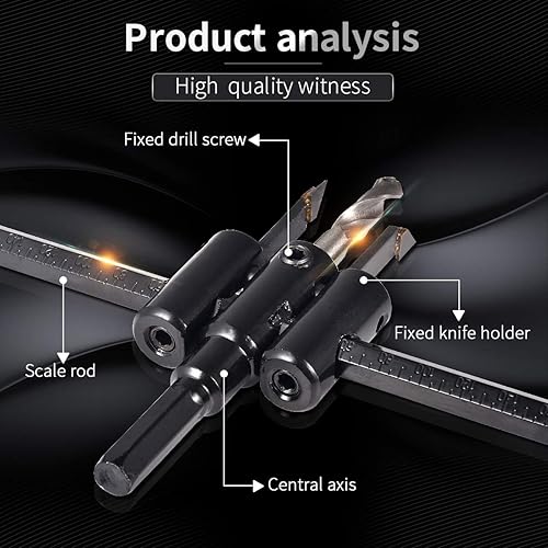 Miniatura 3 de KATUR Kit de sierra de corte circular ajustable de 1.181 in a 7.874 in, broca de yeso para madera, corte redondo, agujero giratorio para