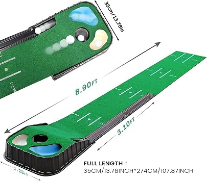 Golf Putting Mat, Putting Green Indoor Set, Indoor Putting Green with Automatic Ball and 3 Holes, Training and Practice Aid at Home or Office Home Office Backyard,Gifts Accessories for Men