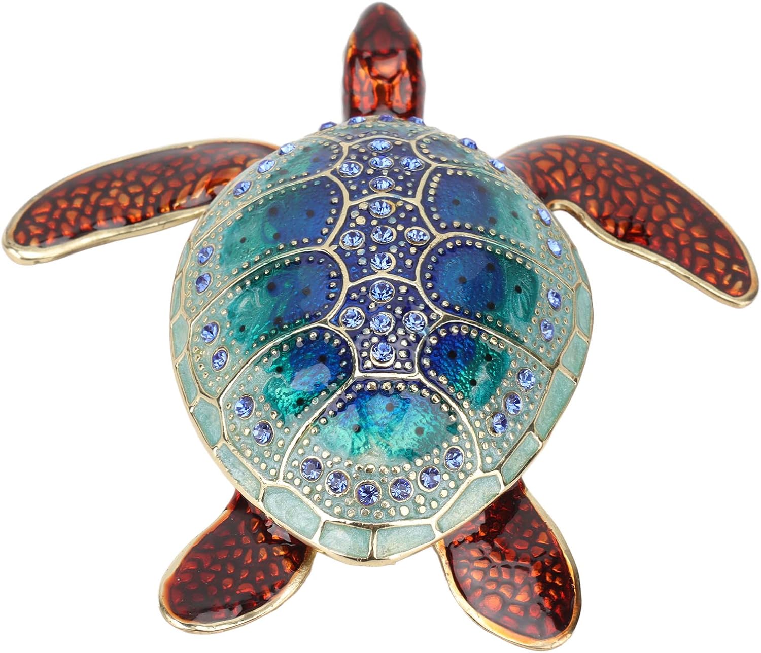 Pssopp Trinket Jewelry Box, Sparkling Rhinestones Tortoise Sea Turtles Ornament Vintage Jewelry Box Small Enameled Trinket Box for Jewelry Storage Home Decor Gifts