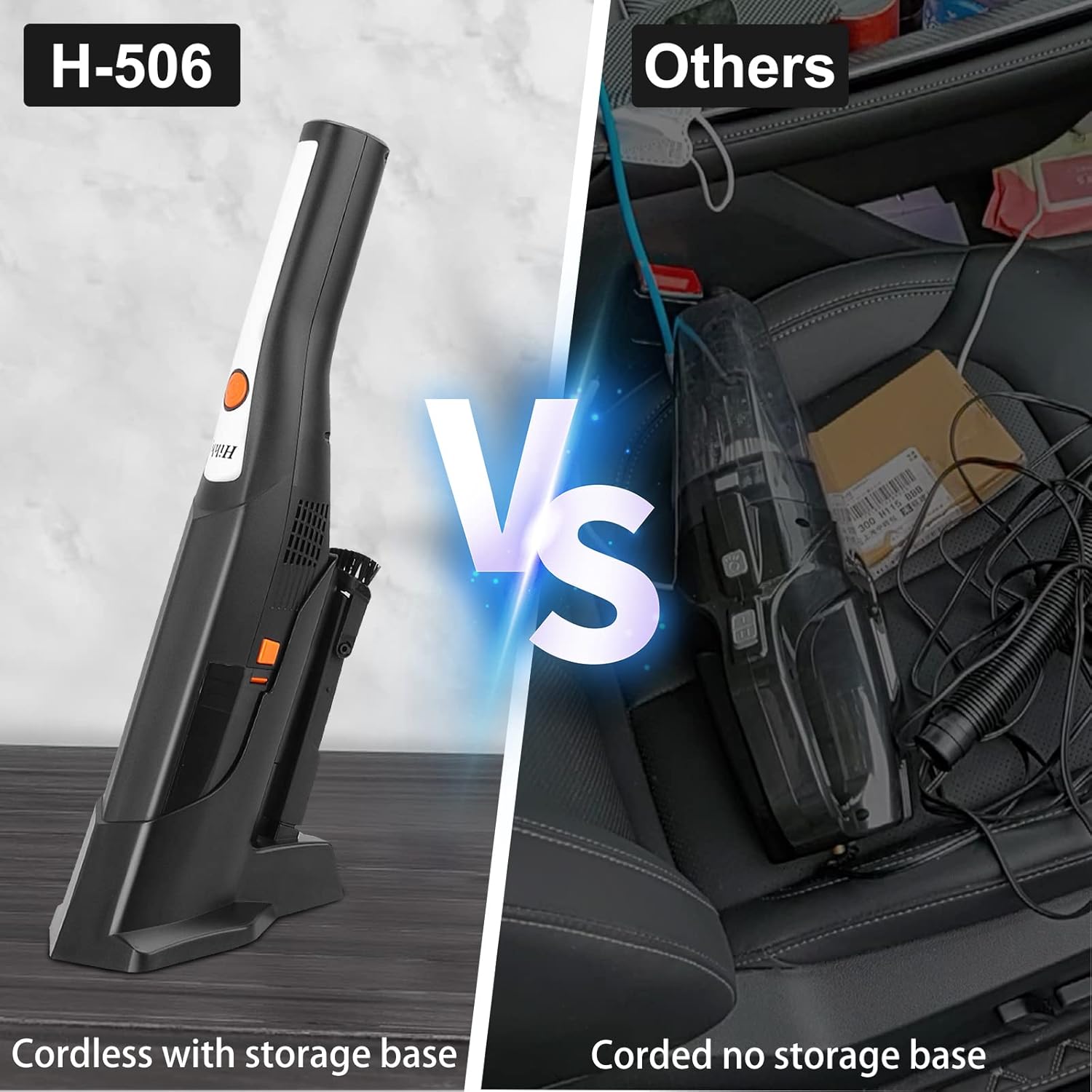 Hihhy Handheld Vacuum, Cordless Rechargeable Hand Vacuum with Powerful Suction, Portable Mini Vac with Charging Base, Car Vacuum Suitable for Home, Car and Pet Hair