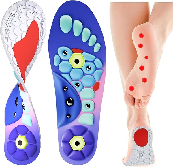 Orthopedic Acupressure Insoles – Reflexology Massage Insoles for Pain Relief, Comfortable Foot Support for Men and Women (New Blue, L(Men 9.5-12/Women 10.5-13))
