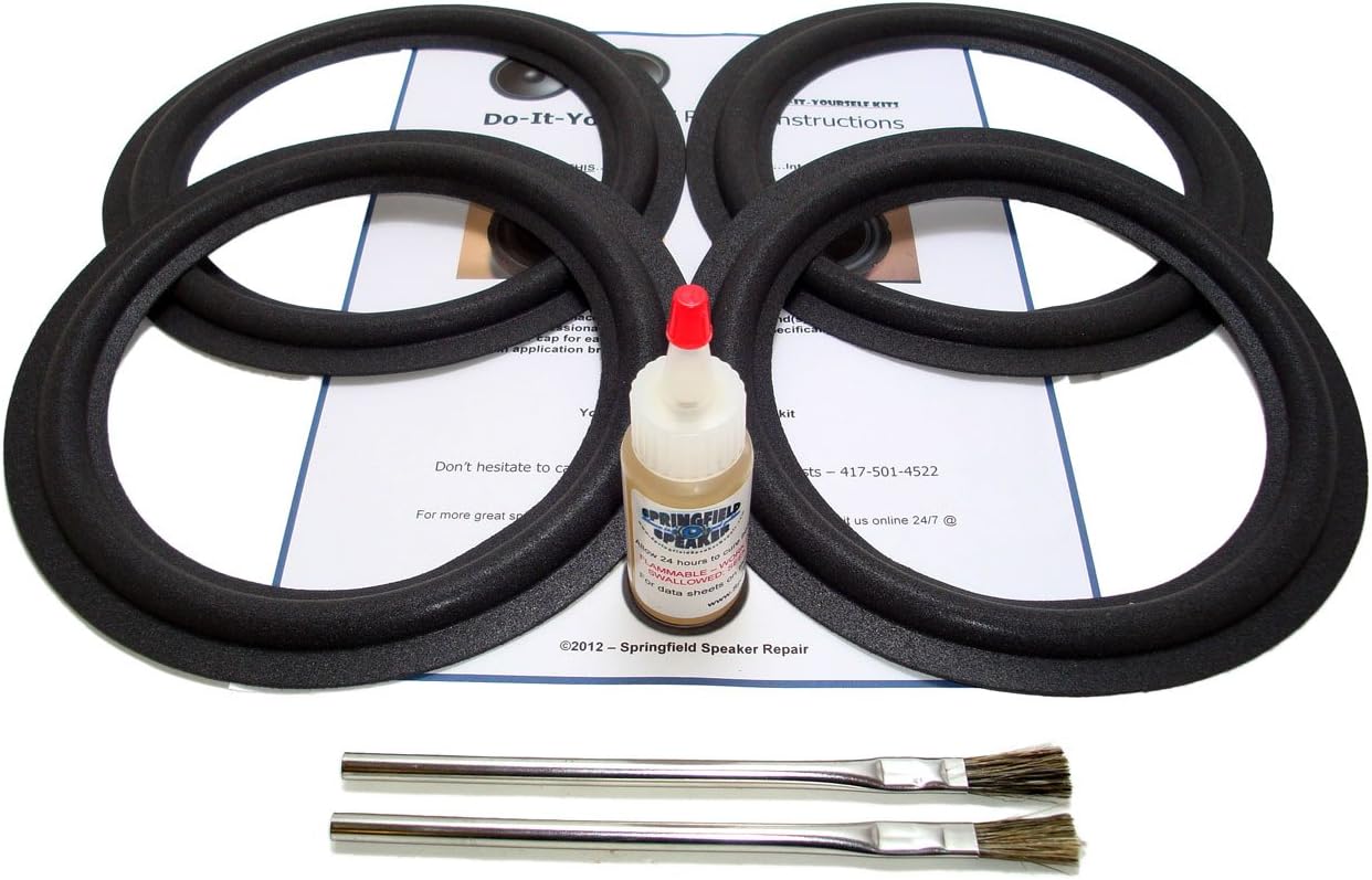 Springfield Speaker 8W6 Speaker Foam Surround Repair Kit - 4 Speaker Kit - Compatible with JL Audio 8W6 Subwoofer - 4 Piece kit, 8 Inch