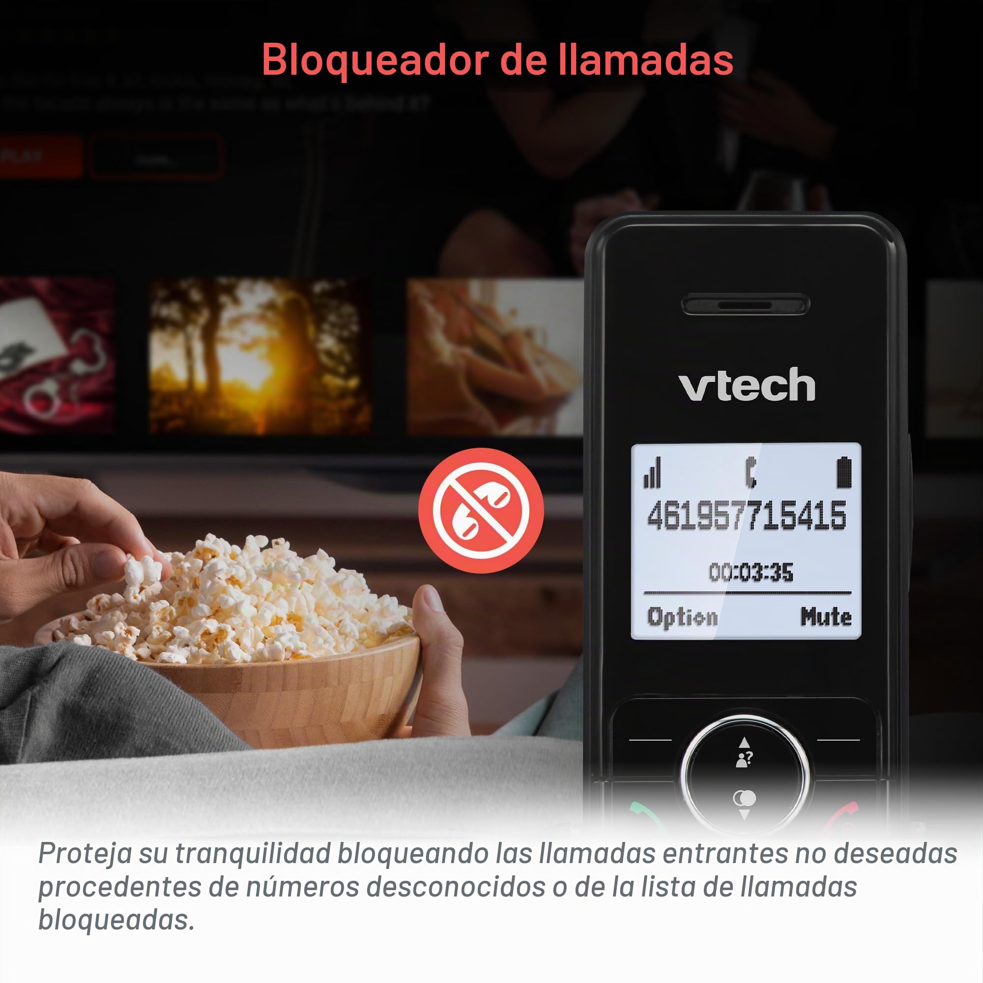VTech MS3050 - Teléfono Fijo Inalámbrico DECT Con Bloqueo de Llamadas, Contestador, Identificación de Llamada, Amplificador de Volumen, Altavoz Manos Libres y Marcación Rápida