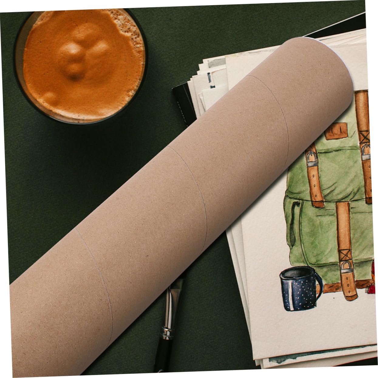Housoutil 3 Ensembles Tube En Papier Kraft Lourd Pour Devoir Document Expéditeurs Art Tubes En Papier Tube D'expédition Protecteur D'affiche Tubes D'expédition Postale Kaki 2 Pièces * 3