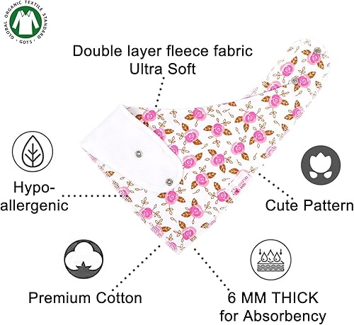 Miniatura 6 de Baberos para bebé, paquete de 10 baberos tipo bandana para bebés para niños y niñas, baberos absorbentes para babear y dentición