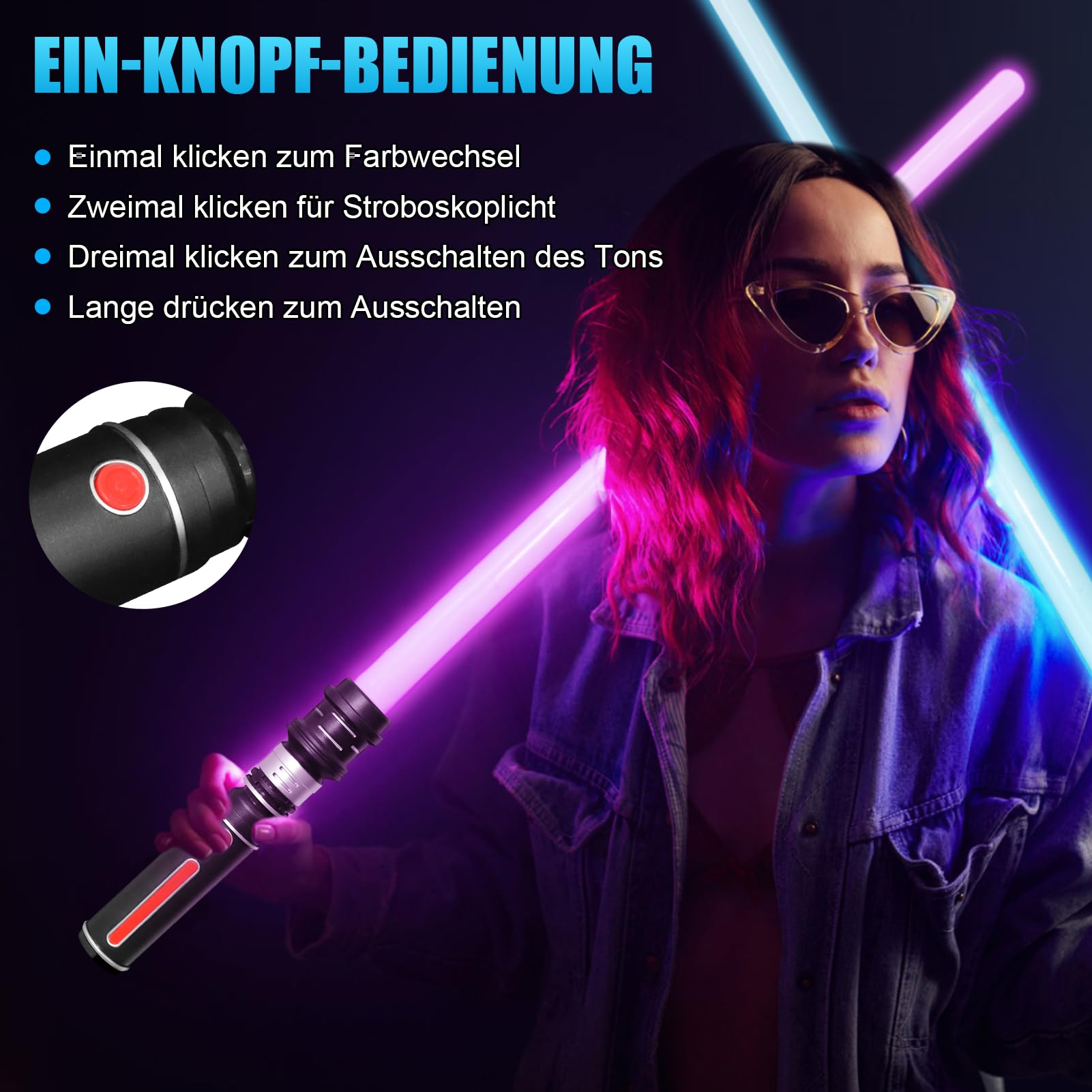 SOARFLY Spada Laser Lightsaber 12 Colori, 2 Pezzi Spada Laser Bambini Adulti FX Simulazione di combattimenti Film Font Audio per Feste, Regali, Cosplay