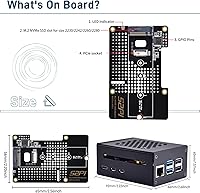 Vista 3 de GeeekPi Carcasa metálica con placa periférica N04 PCIe M.2 Key-M NVMe SSD PCIe para Raspberry Pi 5