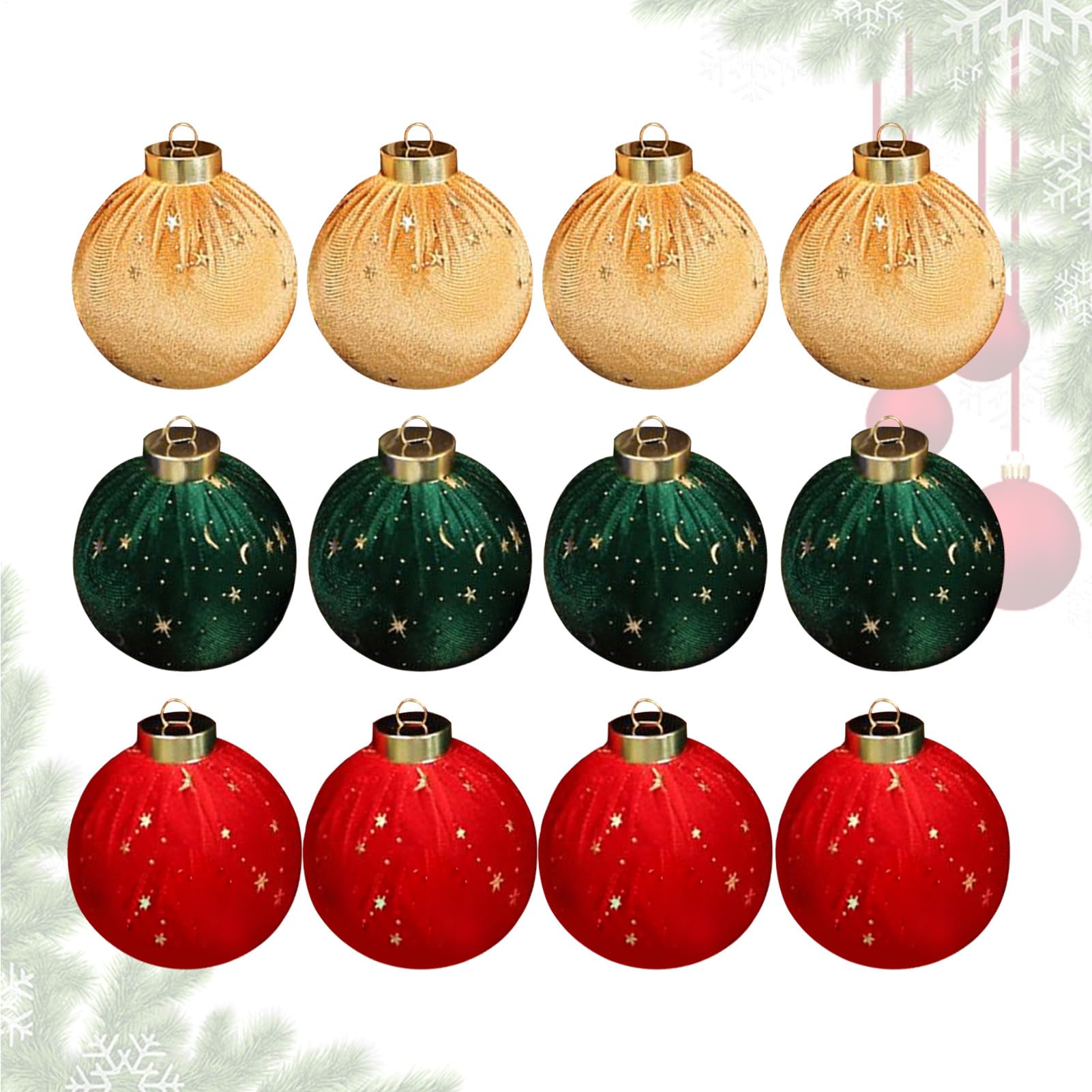Boules de Noël en velours (lot de 12) ornements incassables pour sapin