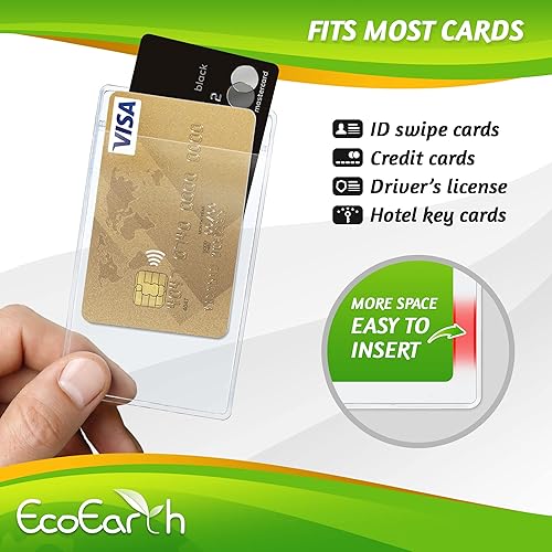 Miniatura 5 de EcoEarth Soporte vertical para tarjetas de identificación sin cremallera con borde suave (transparente, 3.5 x 2.25 pulgadas, paquete de 100 unidades