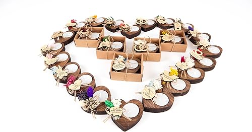 Miniatura 6 de Pack of 10 Heart Shaped Wood Tealight Candle Holder, Bridal Shower Tealight Holder Thank You Gifts, Wedding Party Favors for Guests, Wooden Heart