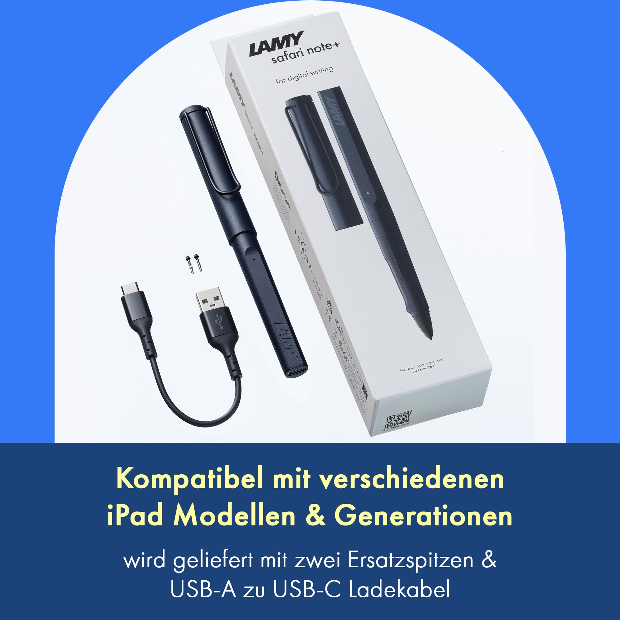 LAMY Safari Note+ Steel Black iPad Stift – Stylus Pen mit Palm Rejection, Neigungssensitivität & ergonomischen Griff – kompatibel mit verschiedenen iPad Modellen – bis zu 10 Stunden Akkulaufzeit
