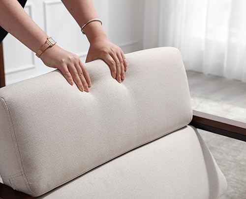 Miniatura 7 de EALSON Modern Accent Chairs Set of 2 Comfy Lounge Chair with Metal Frame Linen Upholstered Arm Chair Single Sofa Chair with Wood Armrest for Living