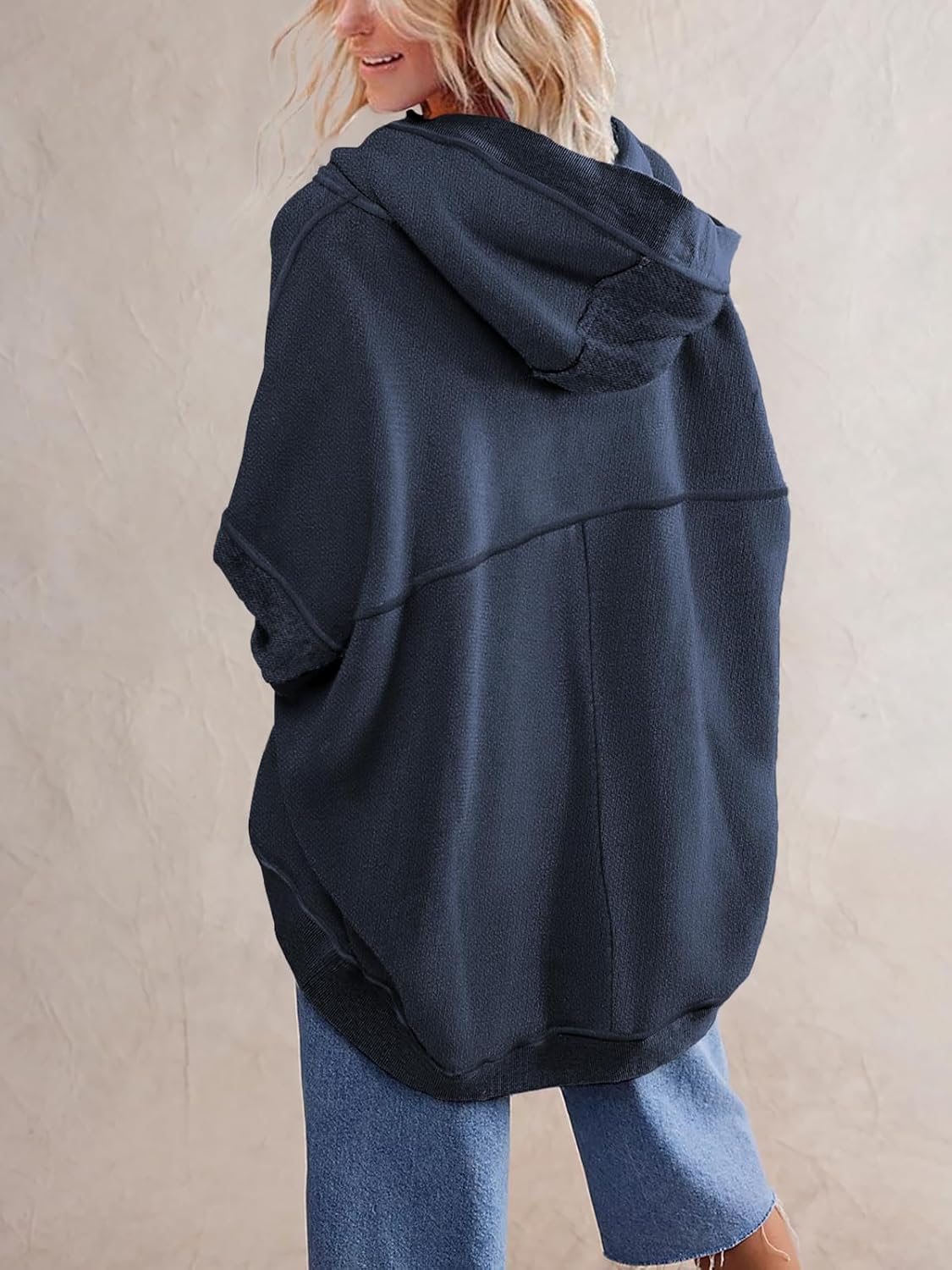 Women' s Drop Shoulder Sweatshirt Fall Clothes Oversized Shrug Long Cardigan Coat Active Loose Casual Outwear - Image 6