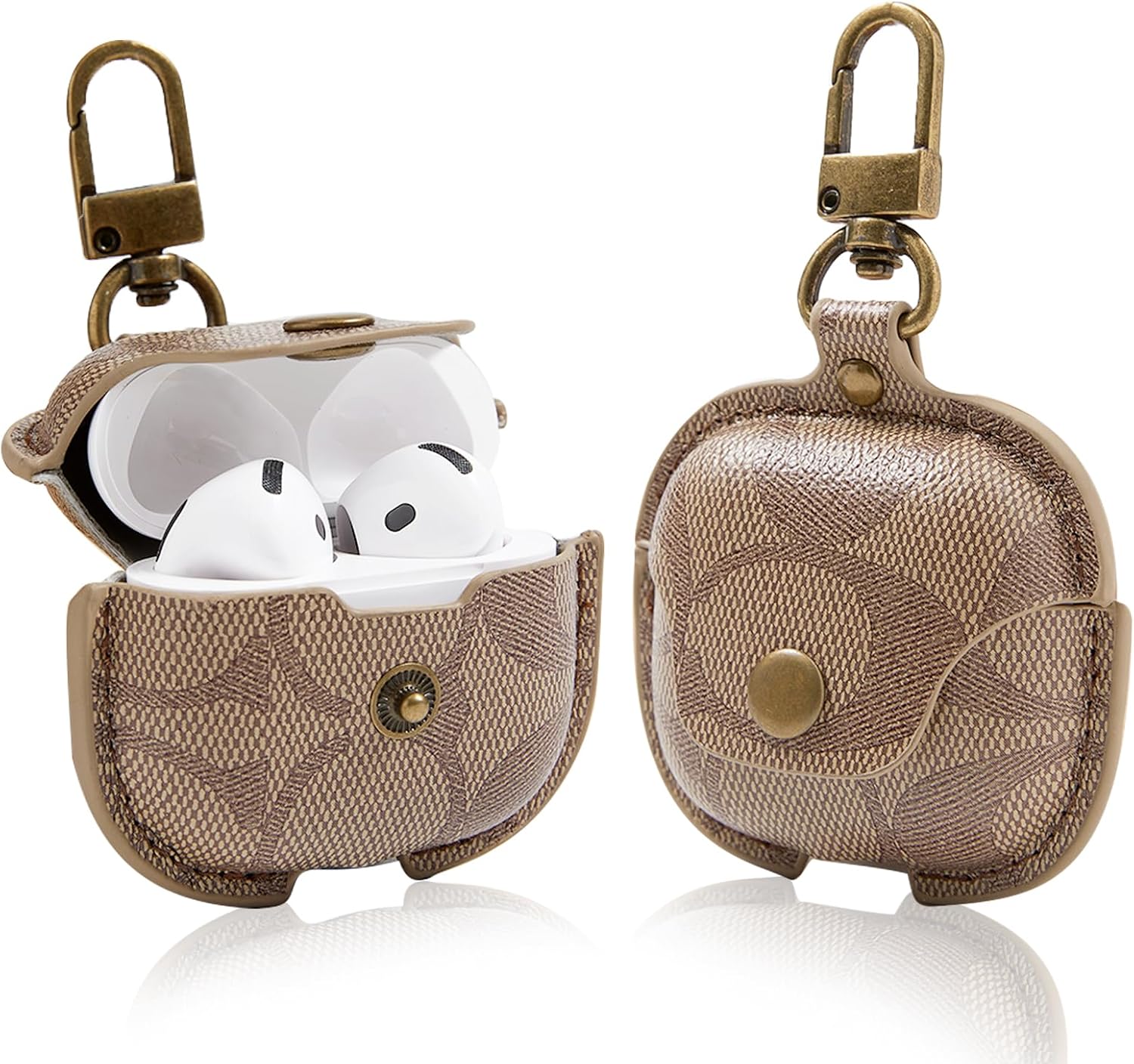 for AirPods 4 Case 2024, Full-Body Protective AirPods 4th Case Cover for Women Men Compatible with AirPods 4th Wireless Charging Case with Keychain-Brown