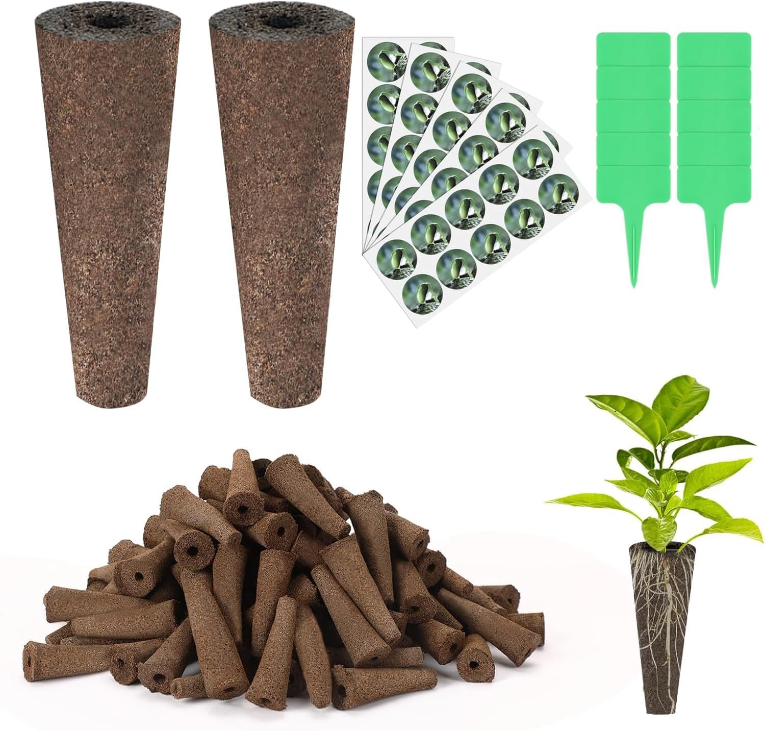 110 Pack Seed Pod for Hydroponic Systems Easy to Use Seed Starter Sponges Water Absorbent Grow Sponge Hydroponic Sponge with 50 Grow Sponges 50 Pod Labels 10 Tags for Indoor