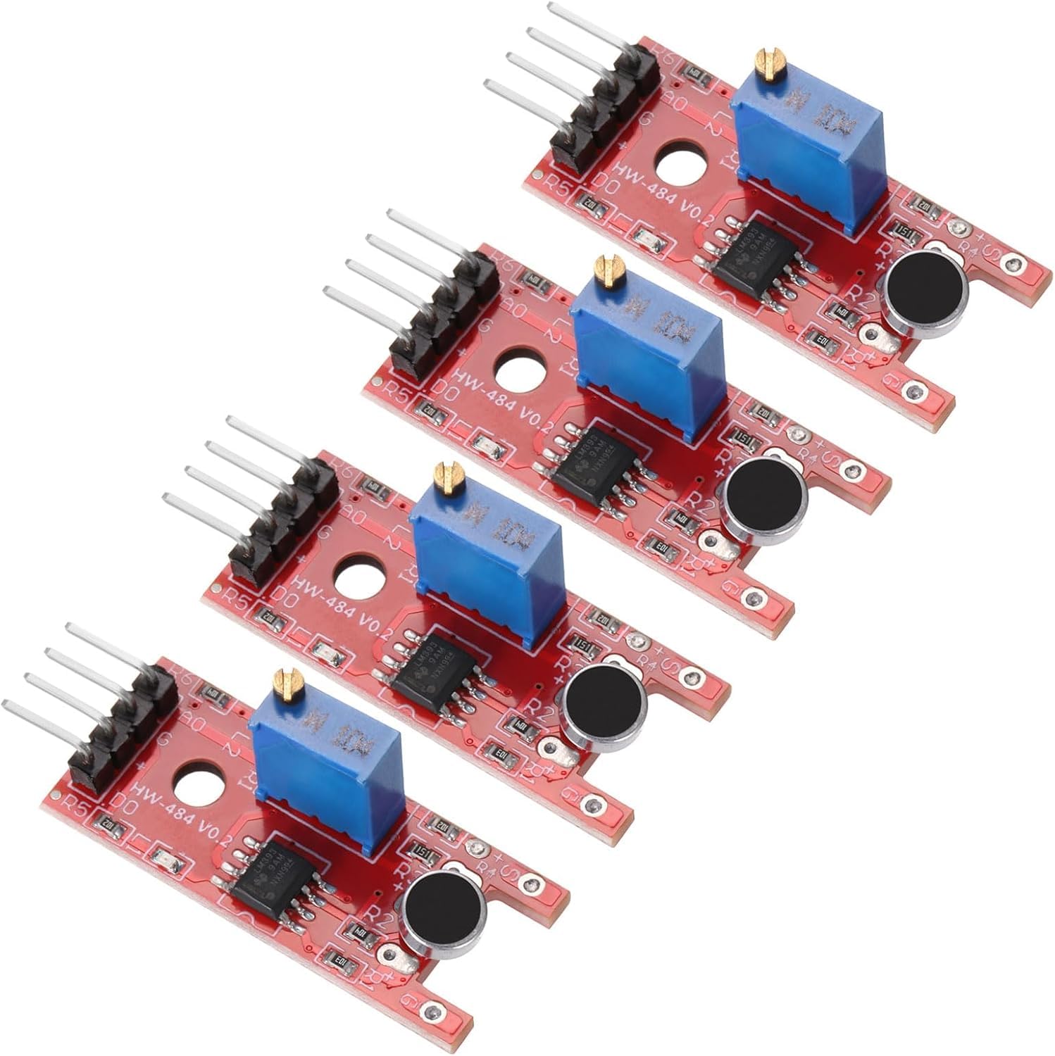 High Sensitivity Sound Detection Microphone Module with Analog Output and Comparator for UNO Rduino Projects, 5V Electric Condenser Sensor Pack of 4 with Mounting Hole and Power Indicator-image-42