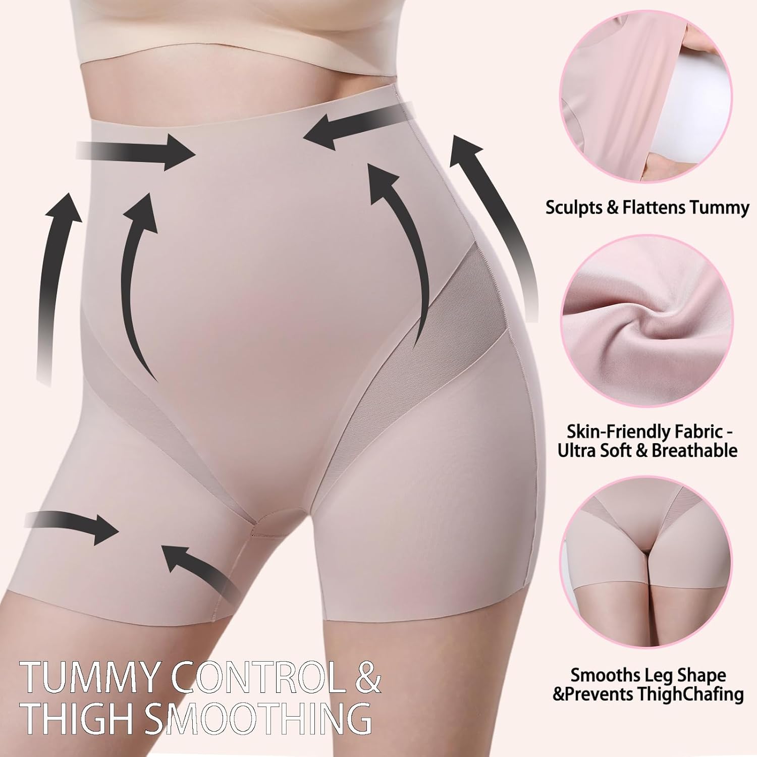 Shapewear Shorts High-Waisted Tummy Control Butt Lifting Girdles Shorts for Women Thigh Slimmer for Under Dresses - Image 3