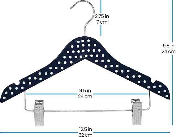 ZOBER High-Grade Wooden Childrens/Kids Hangers with Clips (10 Pack) for Toddler,Dresses, Skirts, Pants, Cute & Charming, Durable Baby Cloths - 12.5 Inch - 360 Hook & Cut Notches