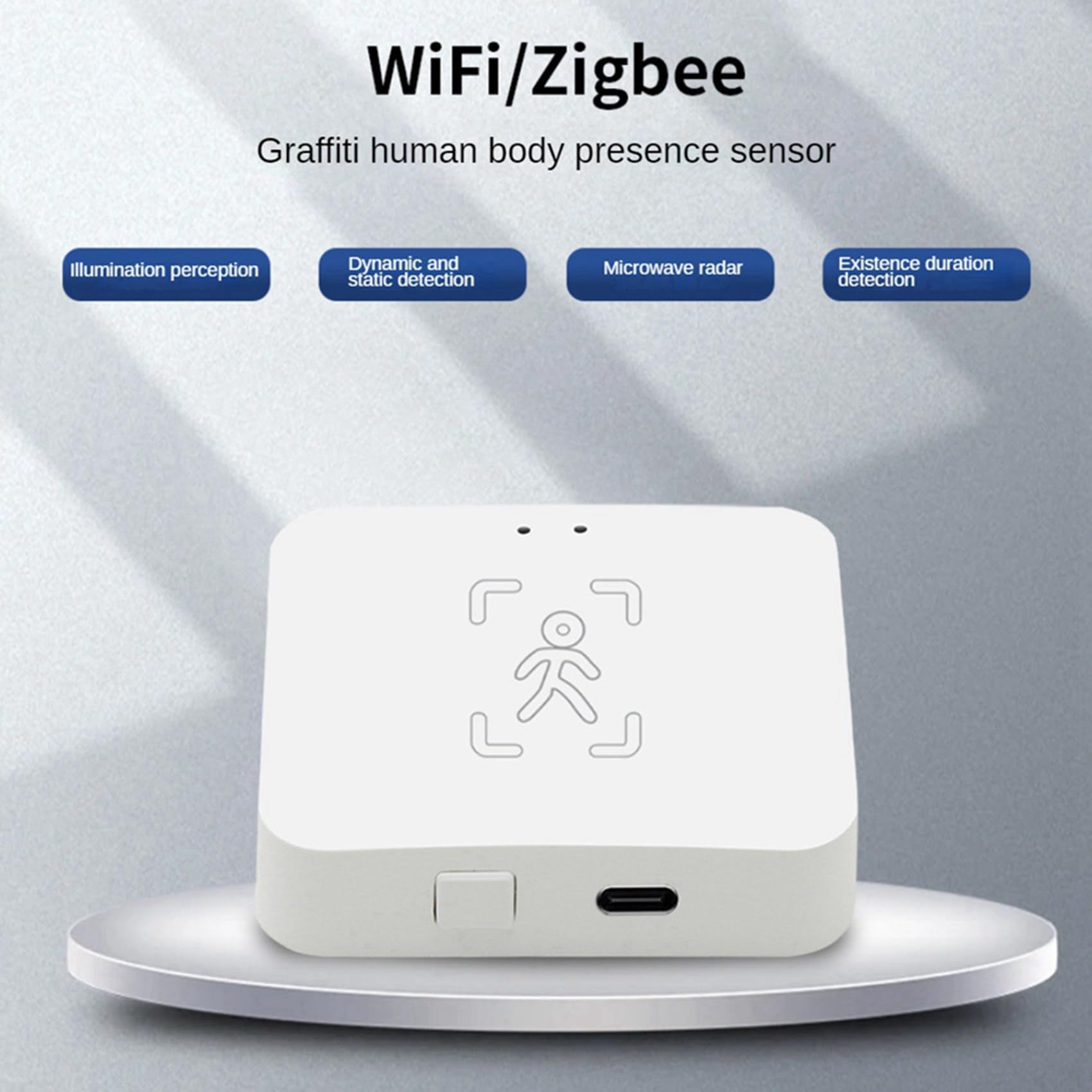5X Detector de Presencia Tuya Zigbee con Soporte, Sensor PIR Inteligente de Cuerpo Humano, Radar MmWave, Detección de Sensor de Movimiento por Microondas