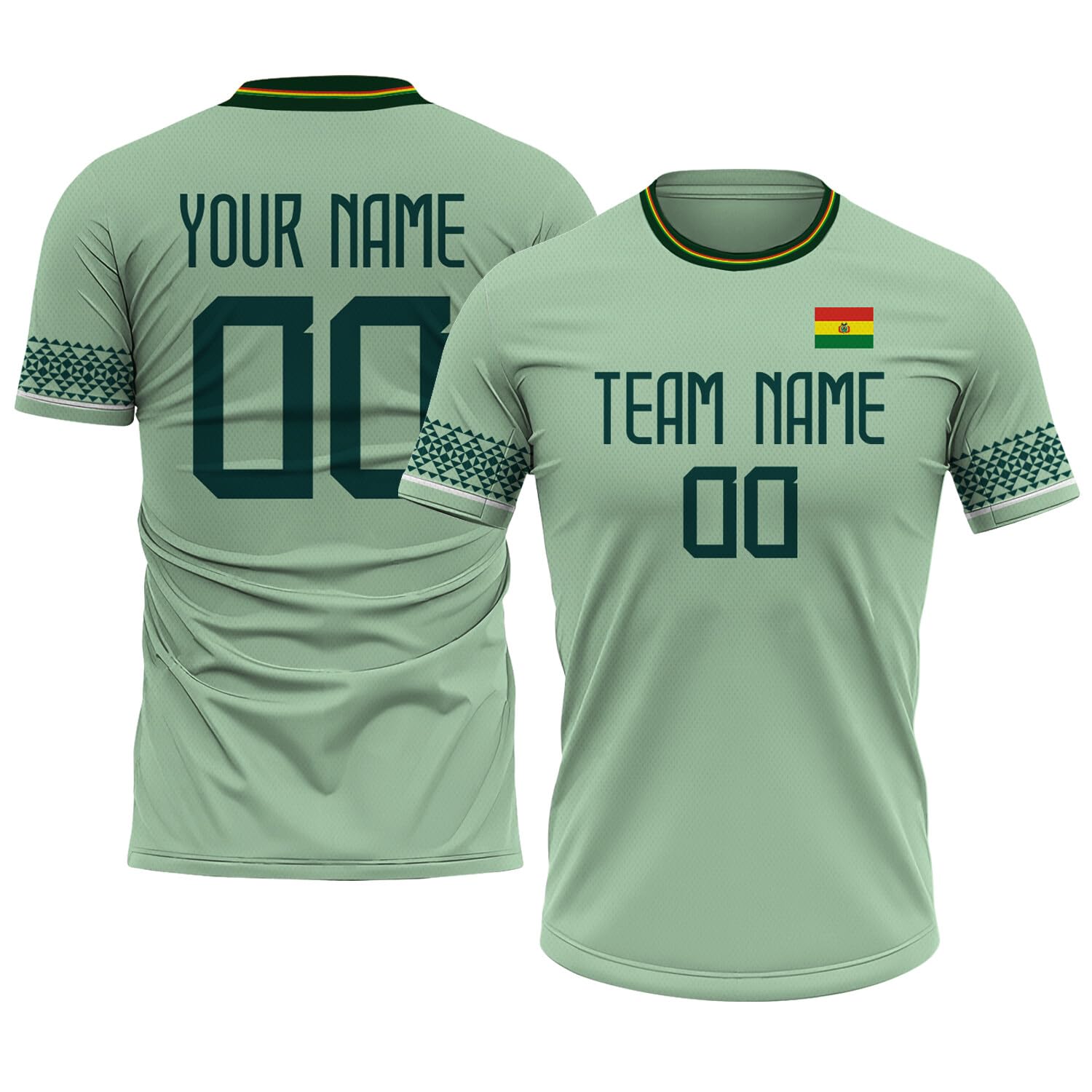 Generic Custom Bolivia Soccer Jersey Men Women Youth Kids, Personalized Athletic Shirts with Name Number Logo, Green Soccer Shirt Set