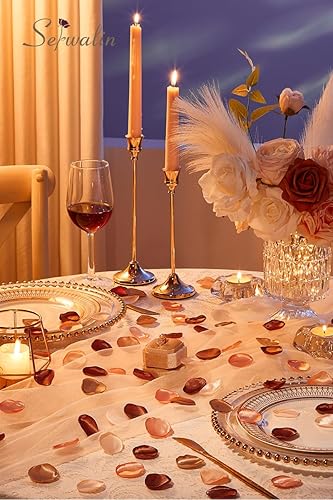 Miniatura 2 de Serwalin 300 Unidades de Pétalos de Rosa de Seda, Flores Artificiales para Bodas, Pétalos de Rosa Falsos Marrone, Propuesta para la Canasta de Boda,