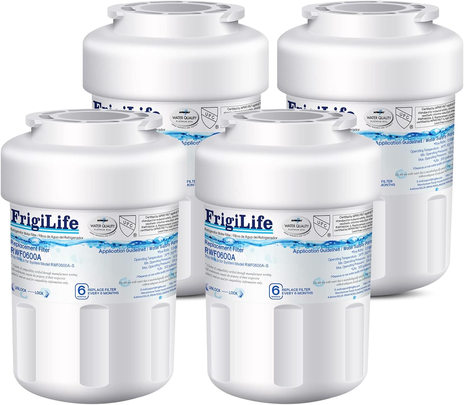 RWF0600A Replacement for GE MWFP, MWFA, MWFAP, MWFINT, GWF, GWFA, HWF, HWFA, HDX FMG-1, Smartwater, WFC1201, GSE25GSHECSS, 197D6321P006 （4 Pack)