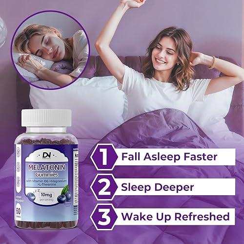 Miniatura 3 de Divinity Nutra Gomitas para dormir, 60 unidades, gomitas de melatonina con vitamina B, magnesio para hombres y mujeres, sabor a arándanos