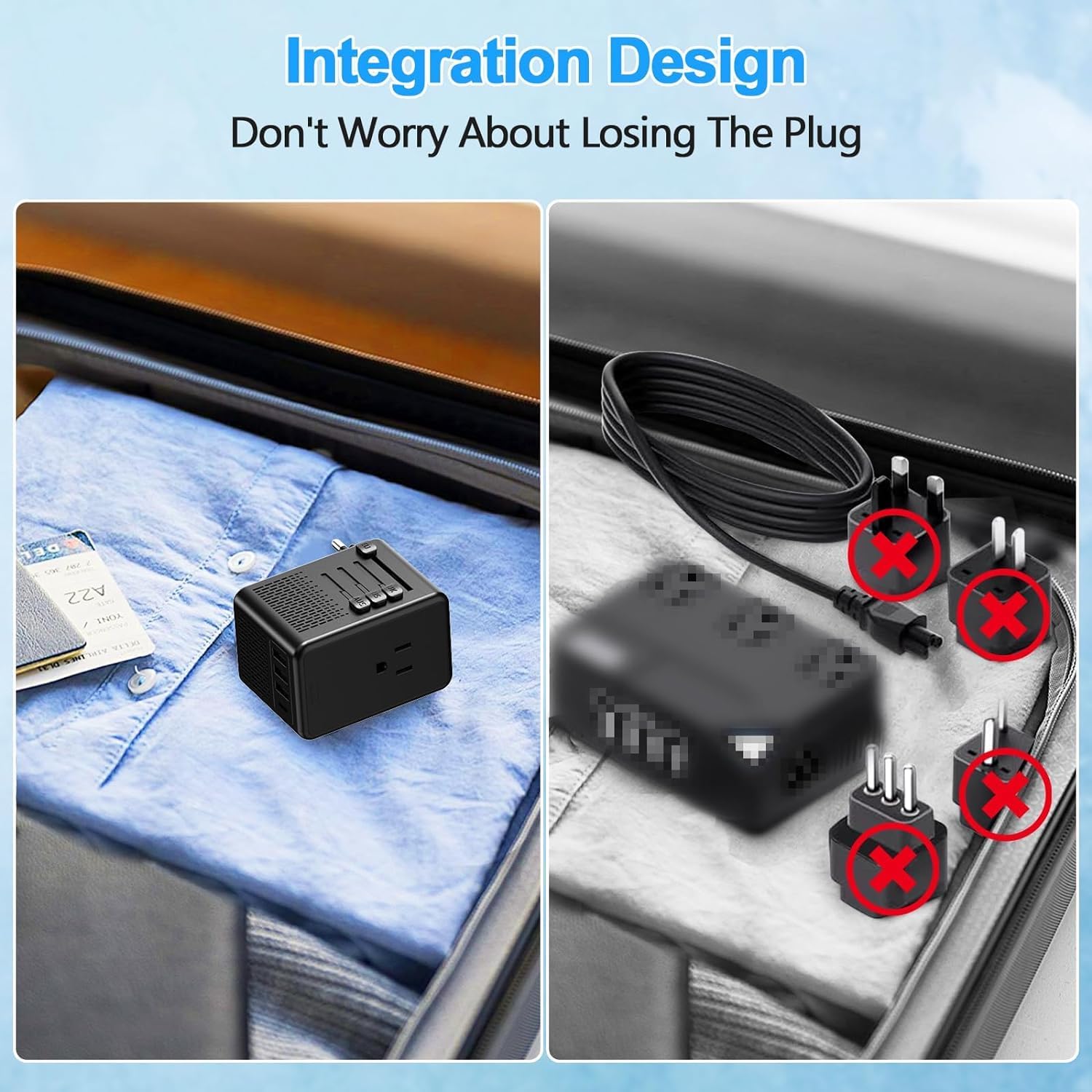 Upgraded 2000W 220V to 110V Voltage Converter US to Europe Travel Adapter for Hair Dryer International Universal Travel Adapter with 2 USB A and 2 USB C Power Converter Adapter Combo