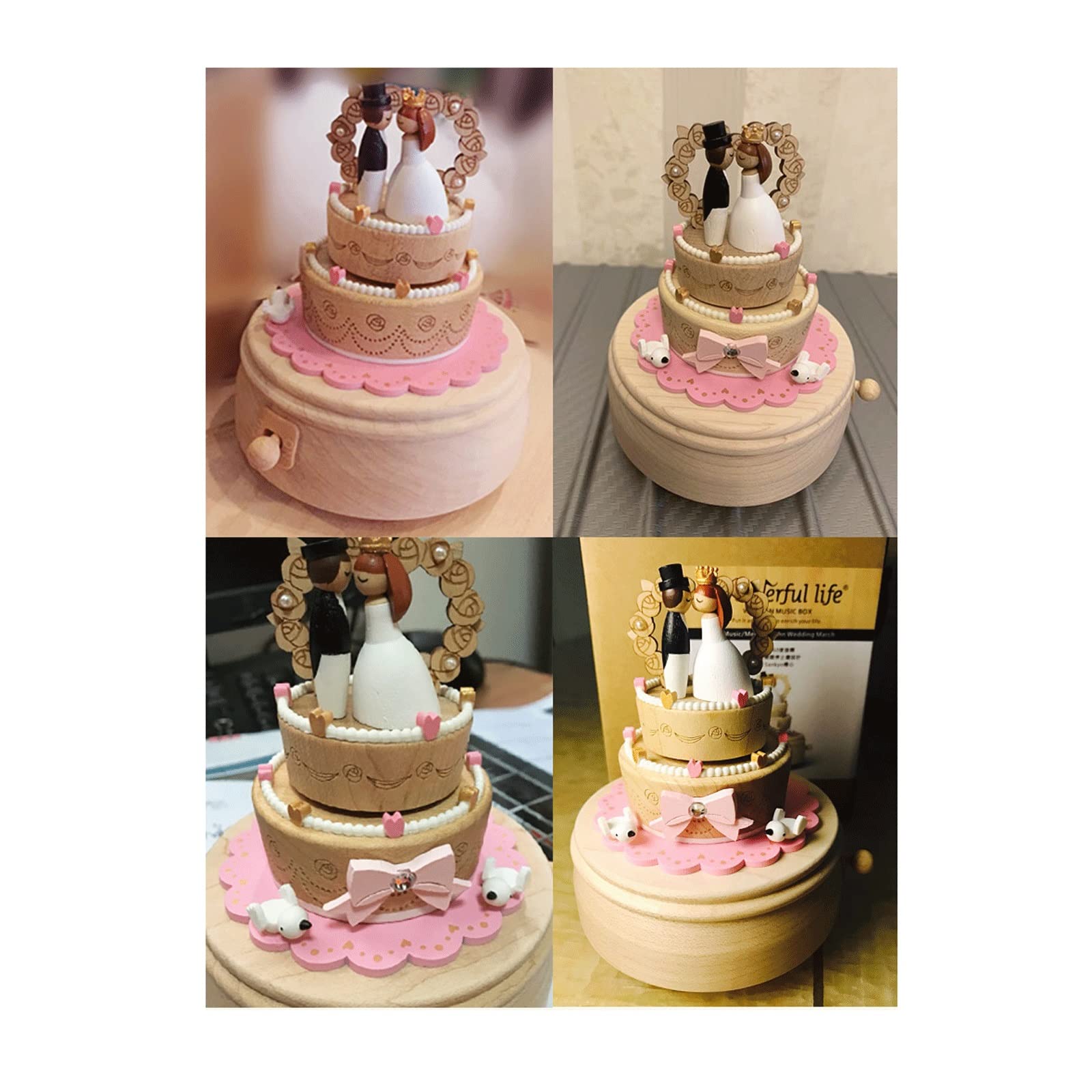 Carillon, per Ragazze Donne Regali della scatola di musica della torta nuziale di nozze for le donne e le ragazze Regali di nozze dei regali di matrimonio Tre-Tiers Box di musica per Compleanno Natale