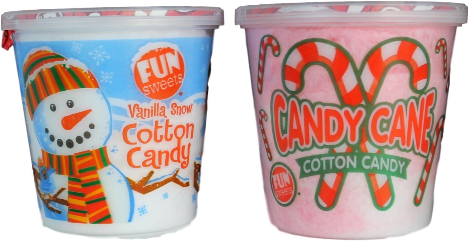 Holiday Fun Cotton Candy 2 Pack Vanilla Snow & Candy Cane 1 Each 1.5 Oz Bundle