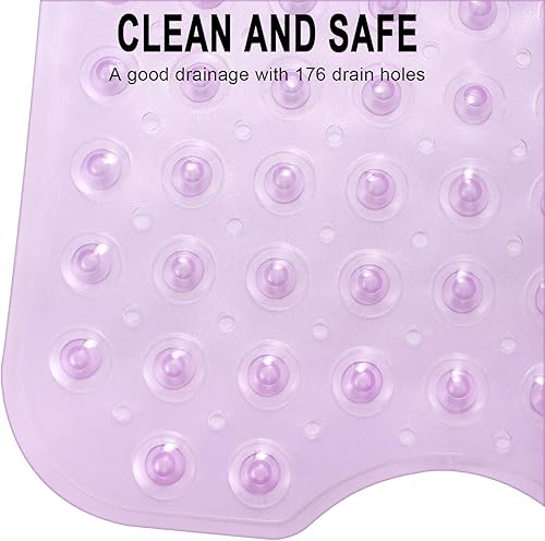Miniatura 4 de YINENN Tapete de ducha para bañera de 40 x 16 pulgadas, antideslizante y extragrande, tapete para bañera con ventosas, lavable a máquina, con