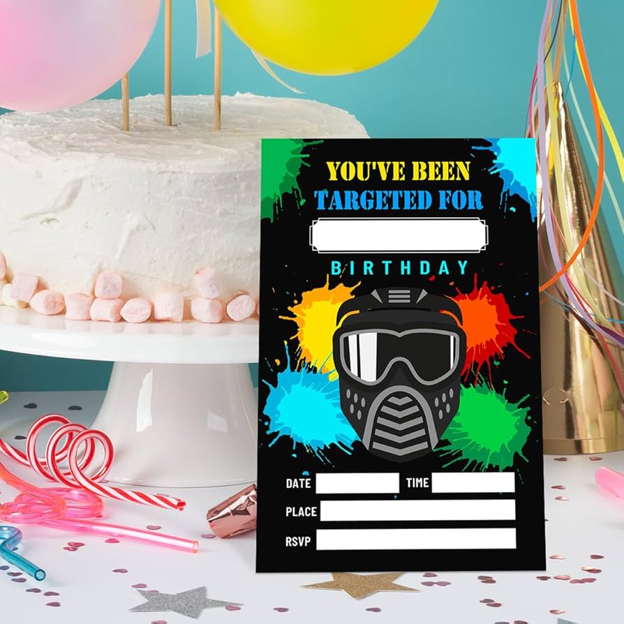 amazon-com-udnadkex-paintball-birthday-invitations-for-boys-with-envelopes-invites-for-birthday-party-paintball-paintball-birthday-party-invitations-cards-you-re-been-targeted-4-x6-set-of-20-sports-outdoors for Free Printable Paintball Party Invitations Amazon.com: UDNADKEX Paintball Birthday Invitations for Boys with Envelopes, Invites for Birthday Party Paintball, Paintball Birthday Party Invitations Cards, You're Been Targeted, 4
