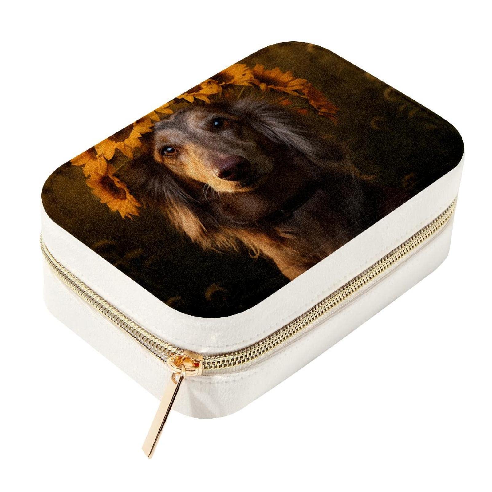 Organizador de joyas portátil de terciopelo regalo para amantes de los perros