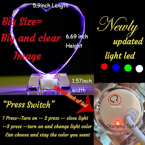 Miniatura 9 de Foto de cristal 2D3D personalizada imagen 3D personalizada en vidrio recuerdo de corazón de cristal grabado con tu imagen (boda, día de la madre,