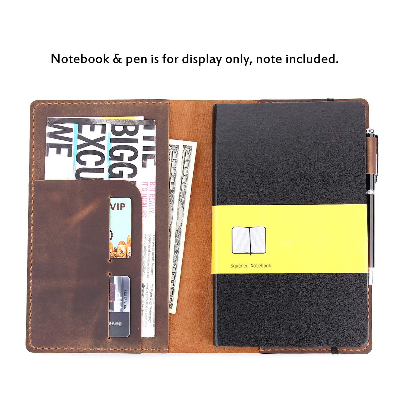 Custodia in pelle per diario Moleskine grande con copertina rigida, realizzata a mano, in pelle vintage per taccuini con copertina rigida da 5 x 8 cm, marrone