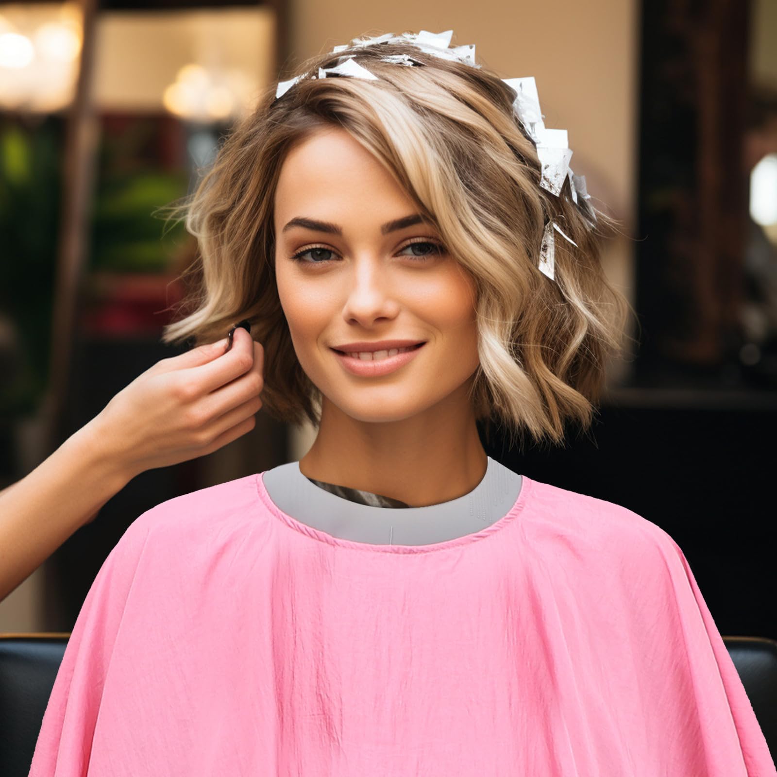 VALICLUD Capa de Peluquero Grande de Tela Rosa para Cortar Cabello Profesional, Capa de Corte de Pelo para Mujer, Protección Anticaída de Cabello para Uso en Salón y Barbería