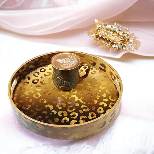 Miniatura 7 de Crocon Bandeja otomana redonda para candelabros, centros de mesa multiusos para comedor, bandeja de servir, bandejas decorativas para mesa de café,