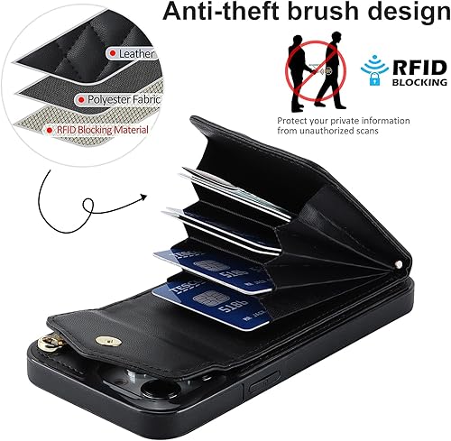 Miniatura 4 de Asuwish Funda de teléfono para iPhone 14 Pro de 6.1 pulgadas con protector de pantalla de vidrio templado, correa de muñeca, anillo de bloqueo RFID,