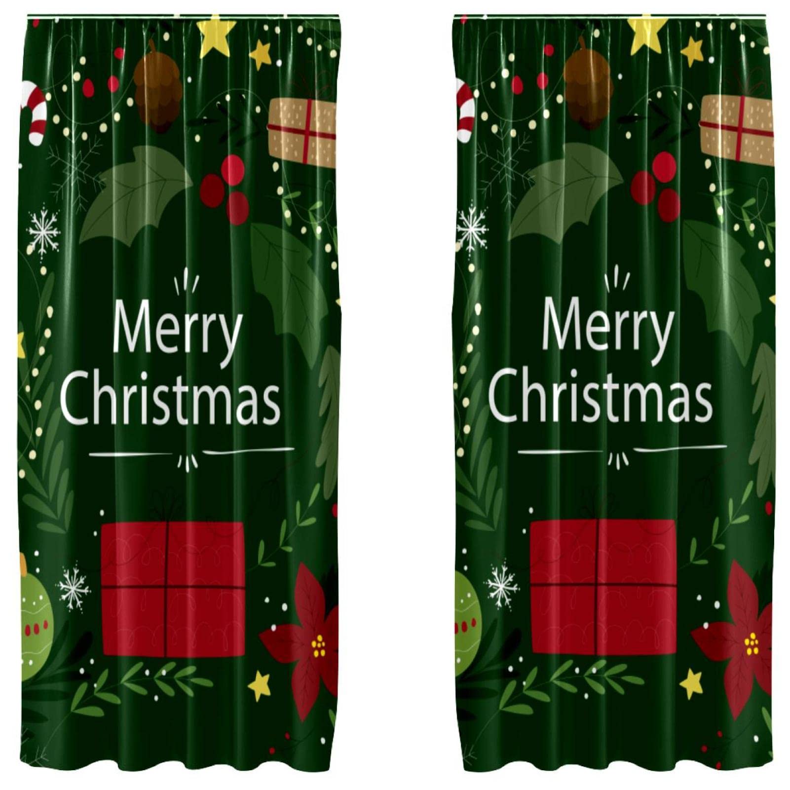 Rideaux occultants de Noël vert Merry Christmas 140x213 cm pour chambre