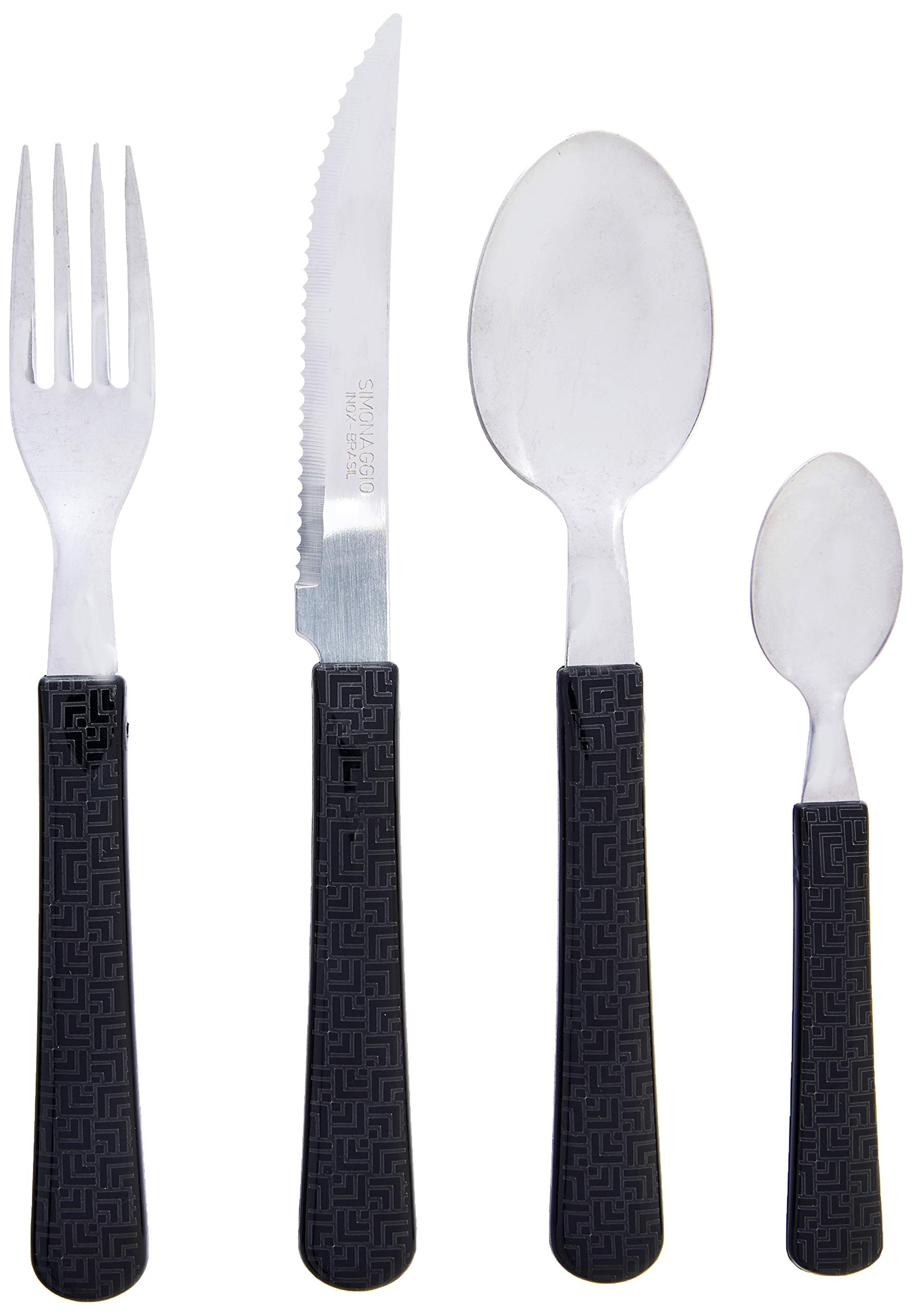 Simonaggio 1330/24-02LB Décor Sintonia 24 Piece Flatware Set, Stainless Steel, Black