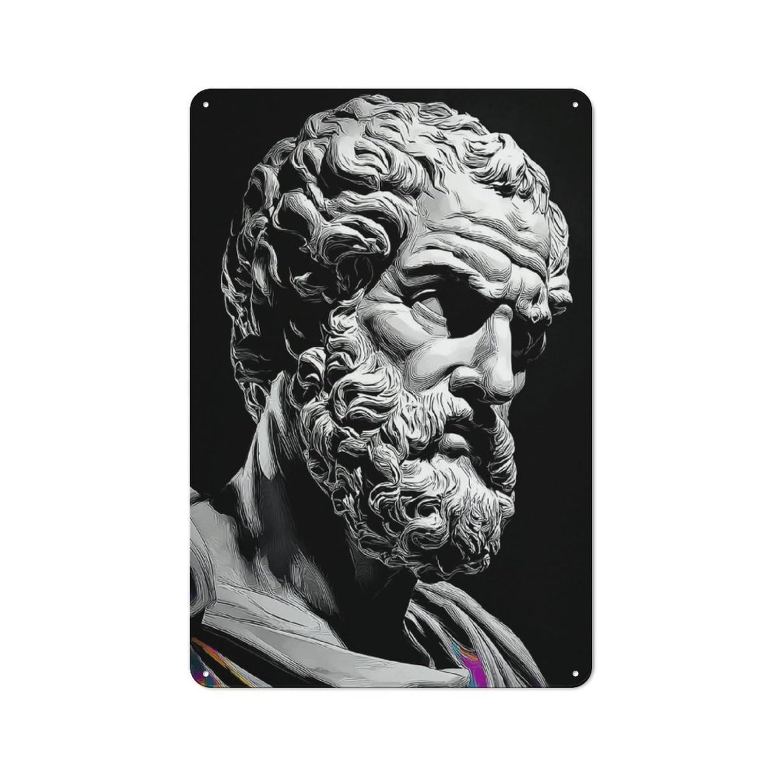 Junmoney Classical Marble Bust Sculpture Vintage Bistro Metal Sign 30X20cm, Bistro Wall Plaque For Takeaway, Bar, Kitchen Or Counter Area