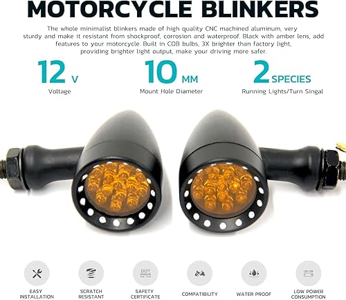 Miniatura 2 de 2 luces LED de color negro 15 para motocicleta, luz de freno, intermitente, luz ámbar para Harley Honda Chopper, luz ámbar
