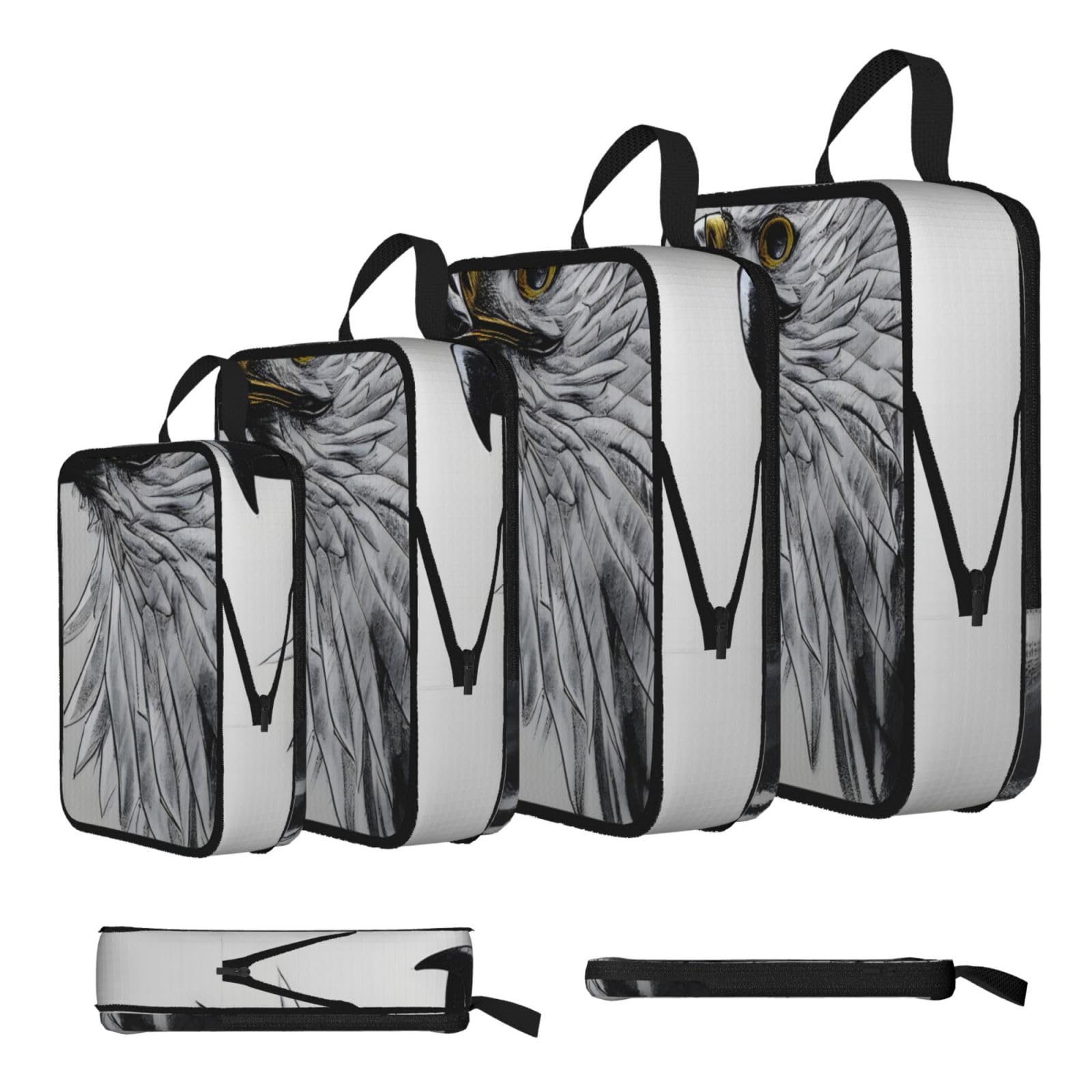 Sxzvvbn Black Sketching An Eagle Compression Packing Cubes 4 Piece Set