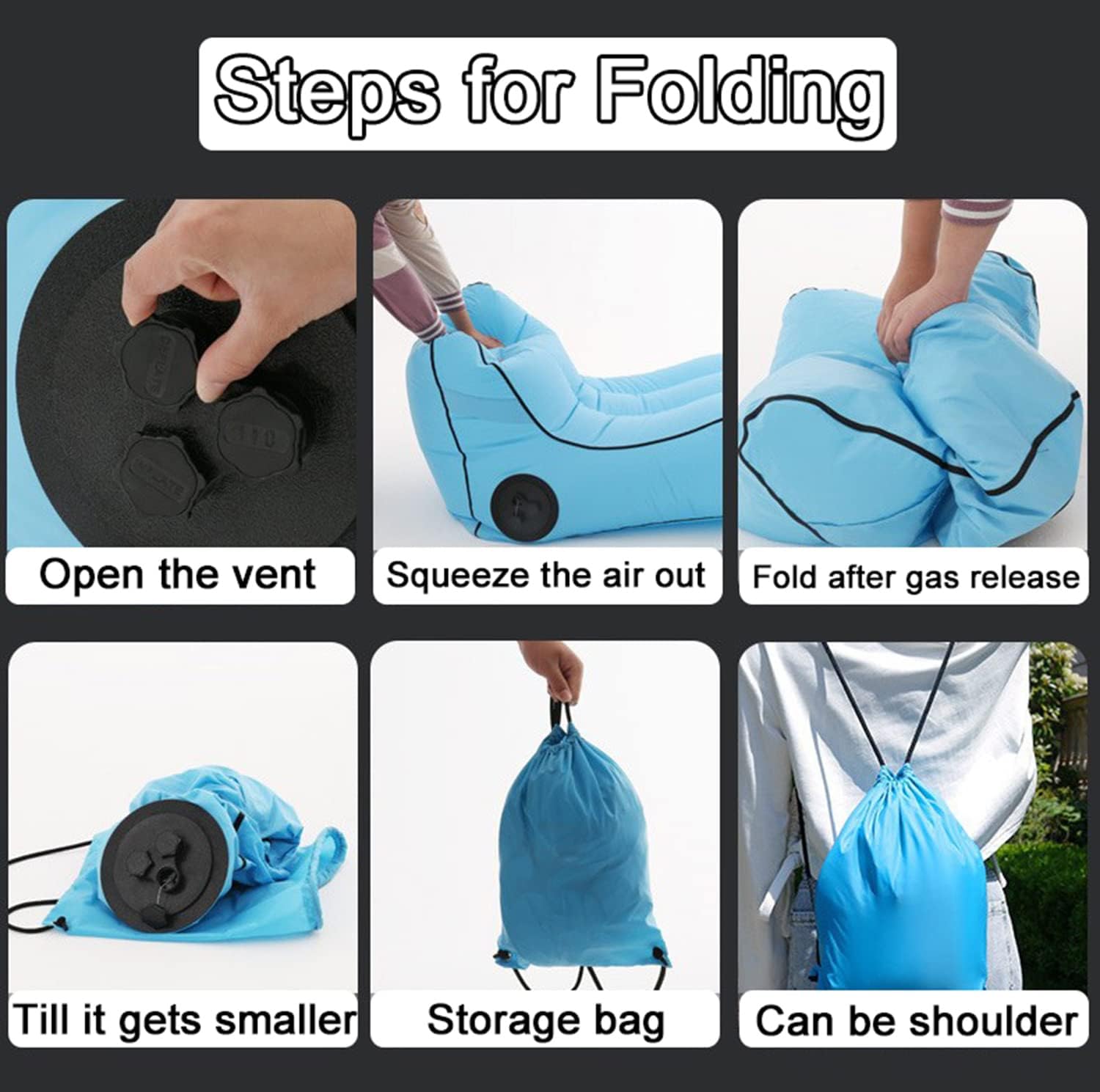 Inflatable Lounge Chair with Mini Air Pump Power, S Shape Inflatable Sofa, Foldable and wear-Resistant,Suitable for Outdoor, Travel, Camping, Swimming Pool, Beach,Grey