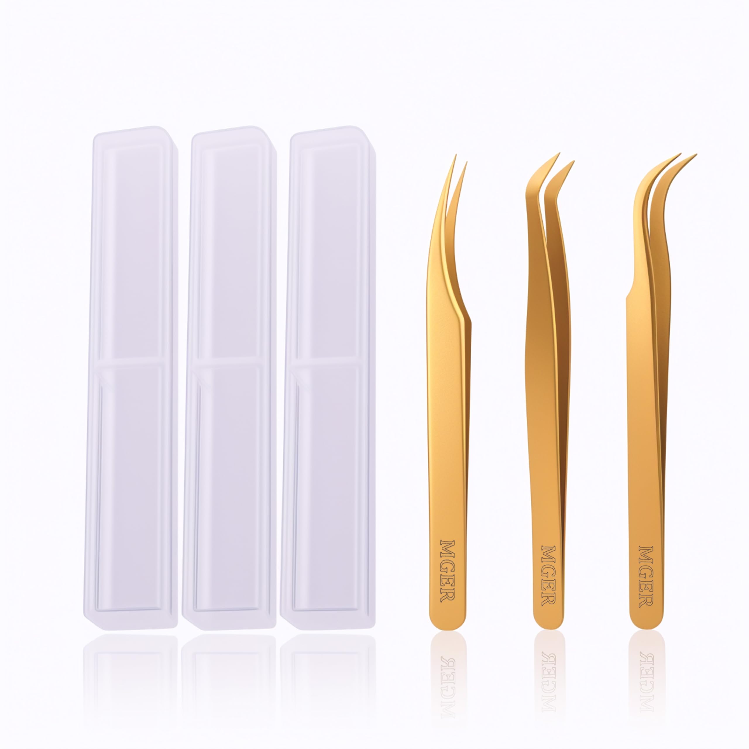 Pinzas de aislamiento MGER para extensiones de pestañas en cabinas de belleza juego de 3