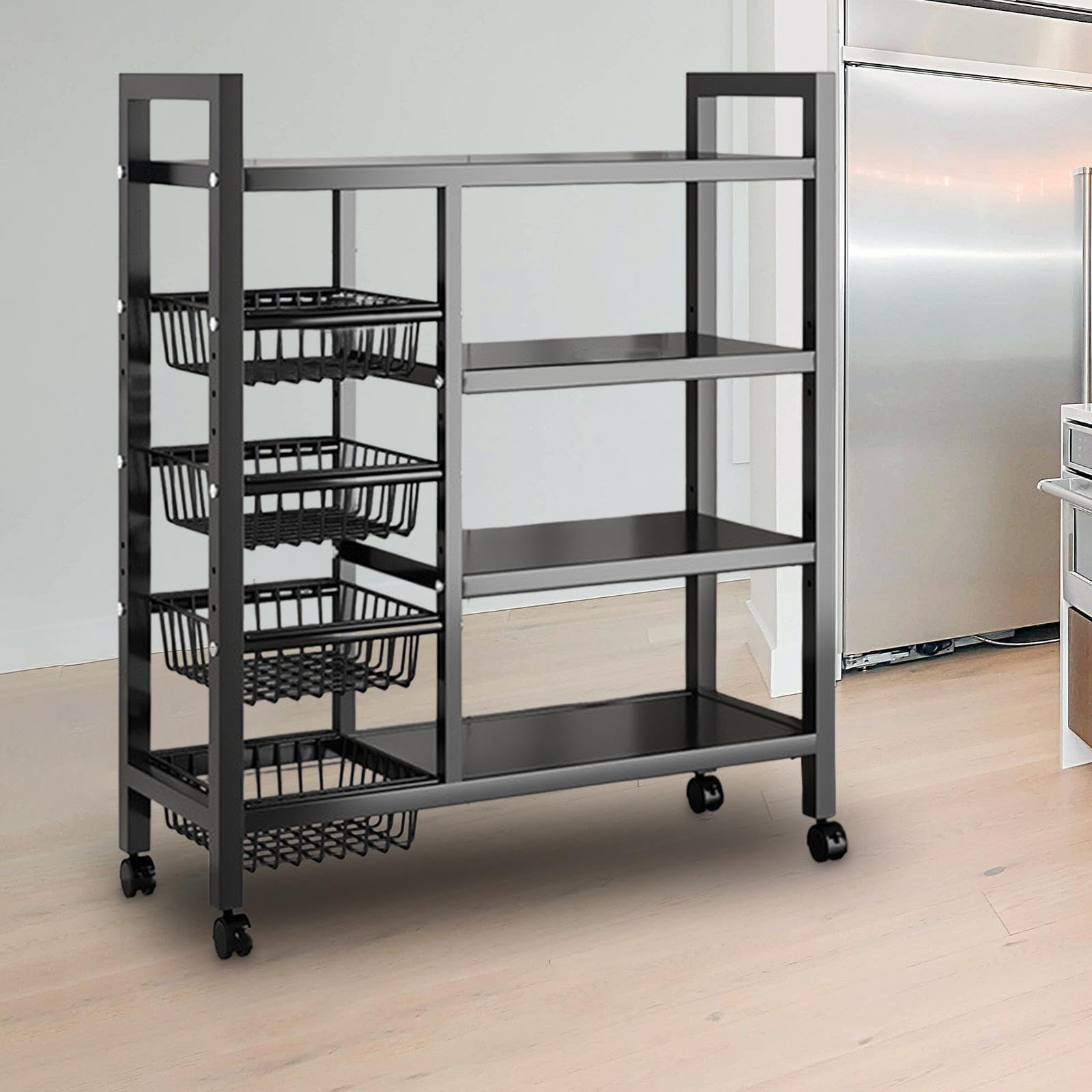Robusto scaffale portaoggetti da Cucina con Ripiani Regolabili in Altezza, Organizer per impieghi gravosi, Armadio per Bagno e dispensa, Ripiani
